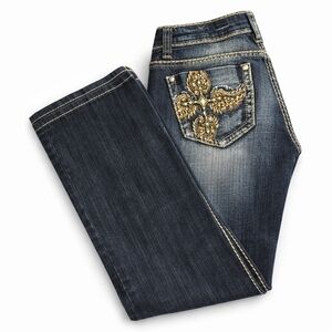 Cello women's leopard leather bootcut jeans size 7